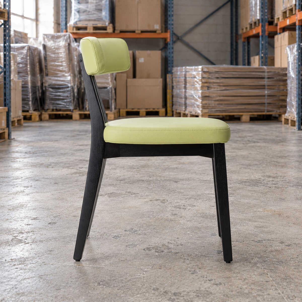 Oak Commercial Side Chair – Green / Black Frame - Restaurant Table & Chairs Direct