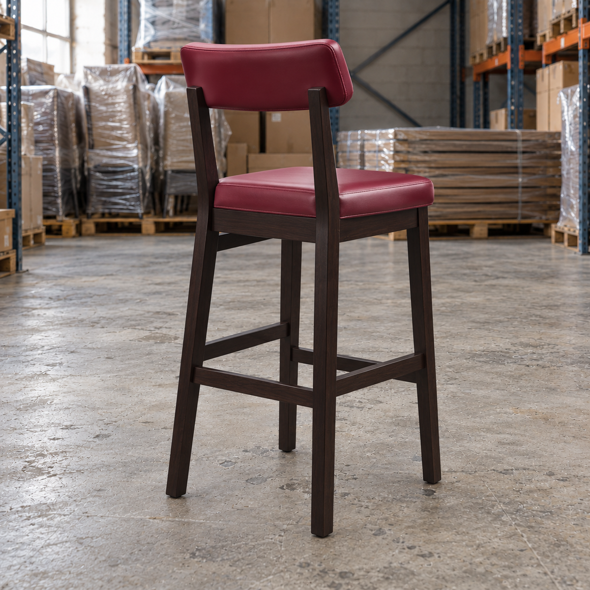 Oak Commercial Bar Highchair – Wine / Wenge Frame - Restaurant Table & Chairs Direct
