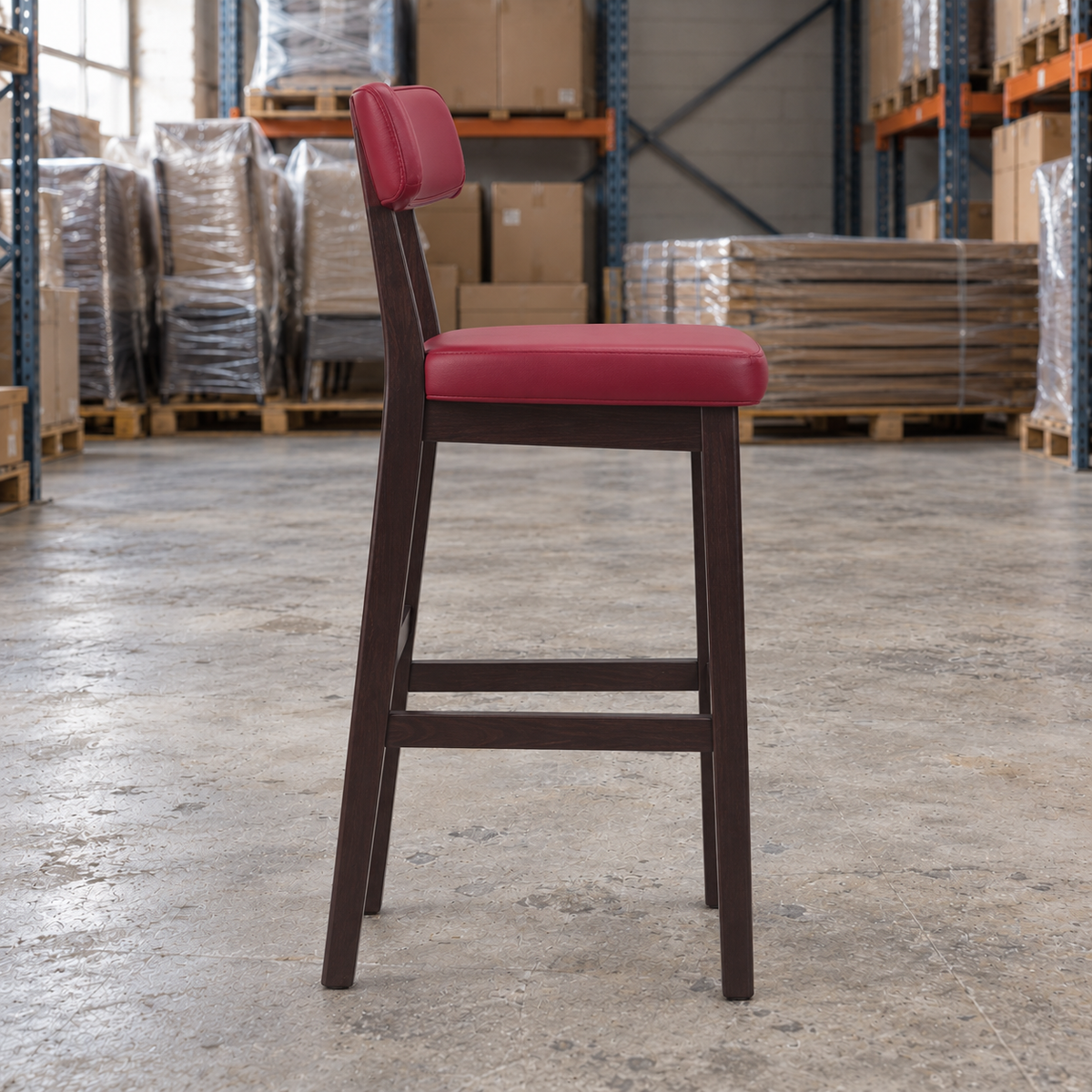 Oak Commercial Bar Highchair – Wine / Wenge Frame - Restaurant Table & Chairs Direct