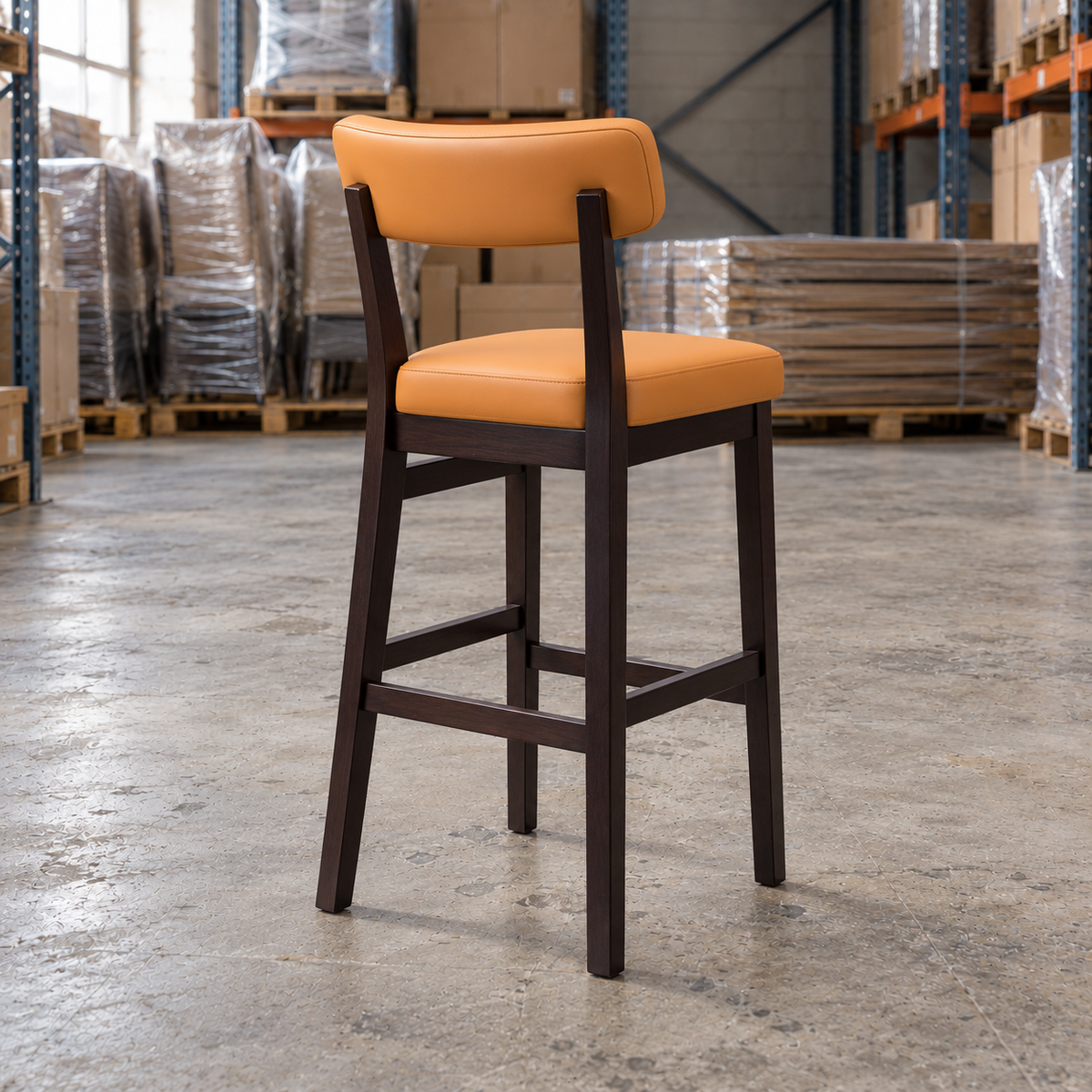 Oak Commercial Bar Highchair – Ochre / Wenge Frame - Restaurant Table & Chairs Direct