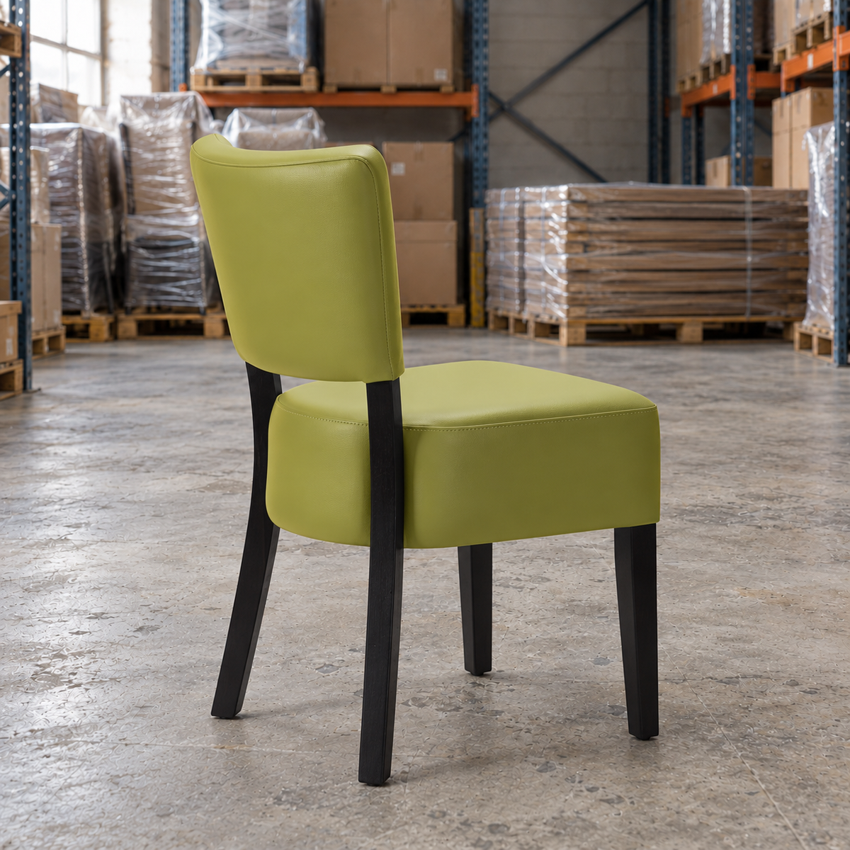 Restaurant Dining Chair – Willow Green Upholstery with Black Frame