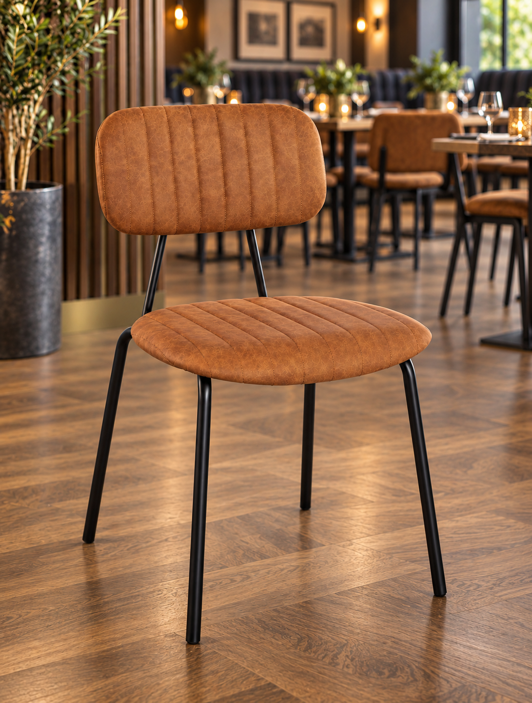 Chelsea Side Chair Brown / Black. - Restaurant Table & Chairs Direct