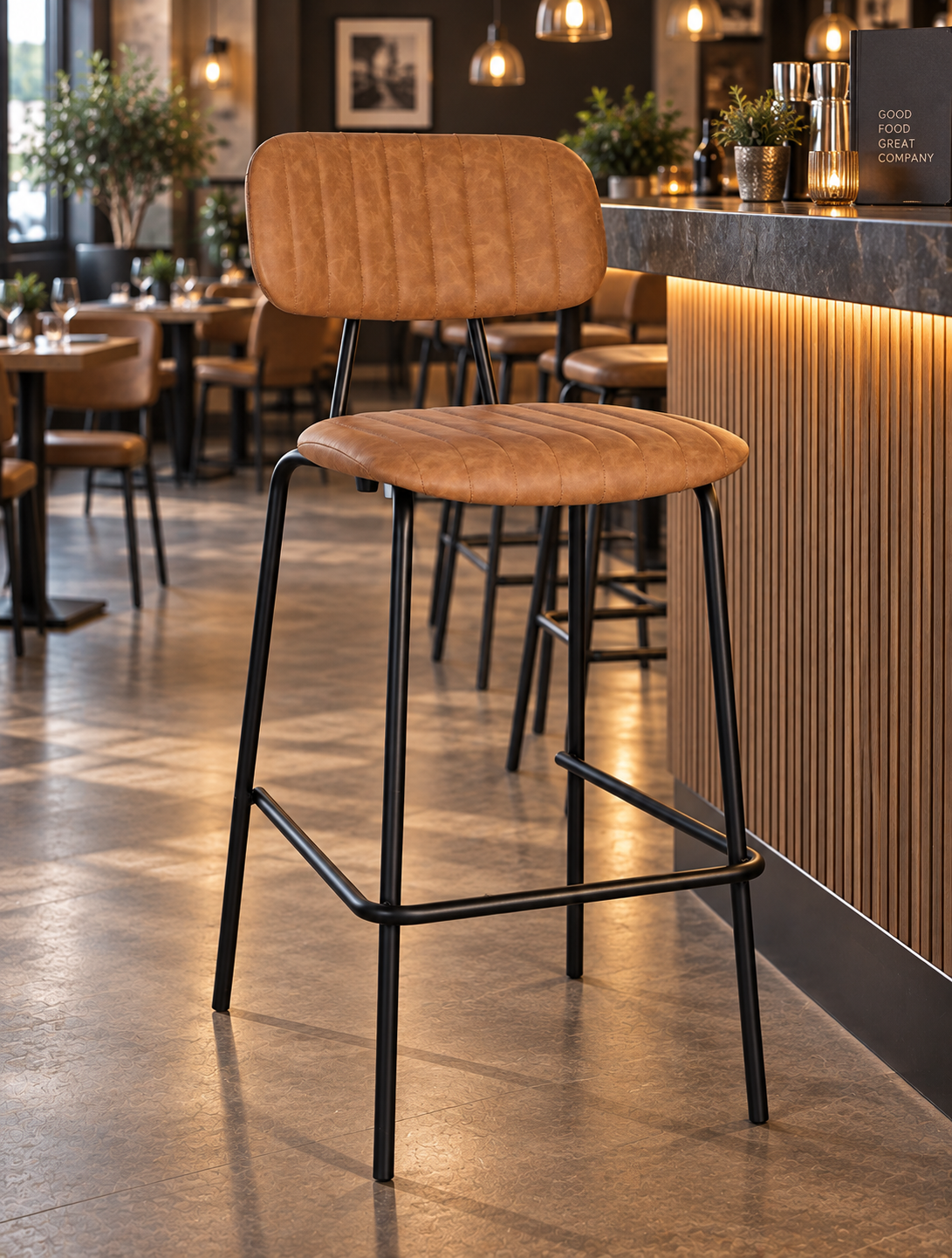Chelsea Highchair Brown / Black Frame - Restaurant Table & Chairs Direct