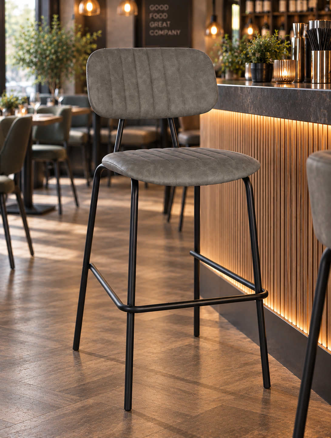 Chelsea Highchair Grey / Black Frame - Restaurant Table & Chairs Direct