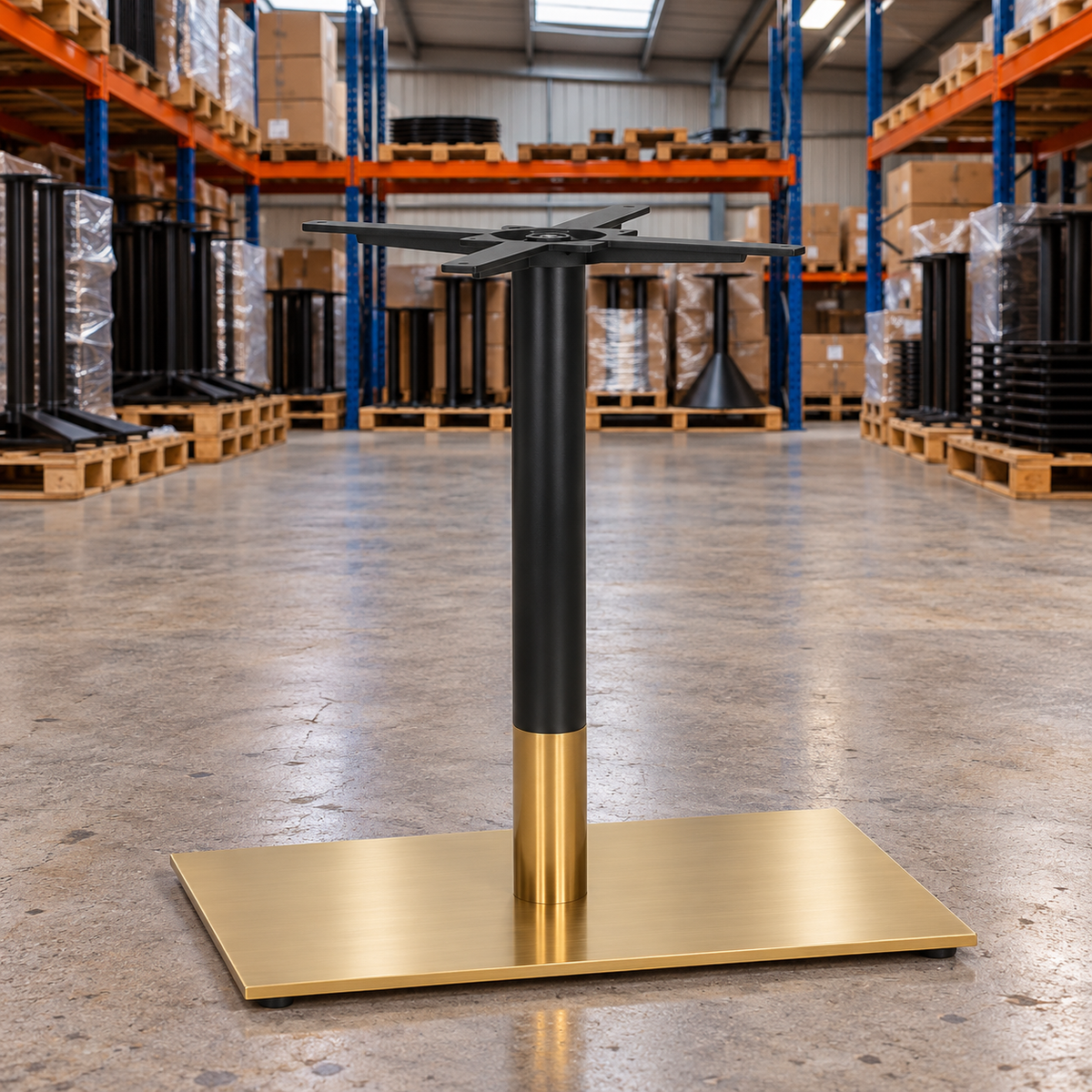 Tring Rectangular Table Base – Black / Brass - Restaurant Table & Chairs Direct