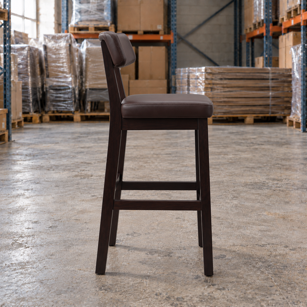 Oak Commercial Bar Highchair – Dark Brown / Wenge Frame - Restaurant Table & Chairs Direct