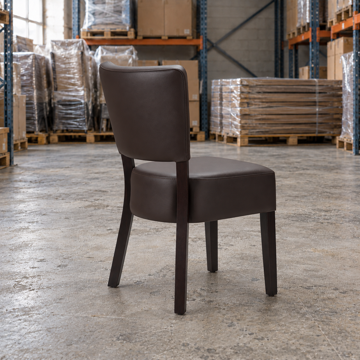 Restaurant Side Chair – Willow Dark Brown Upholstery with Wenge-Finish Frame