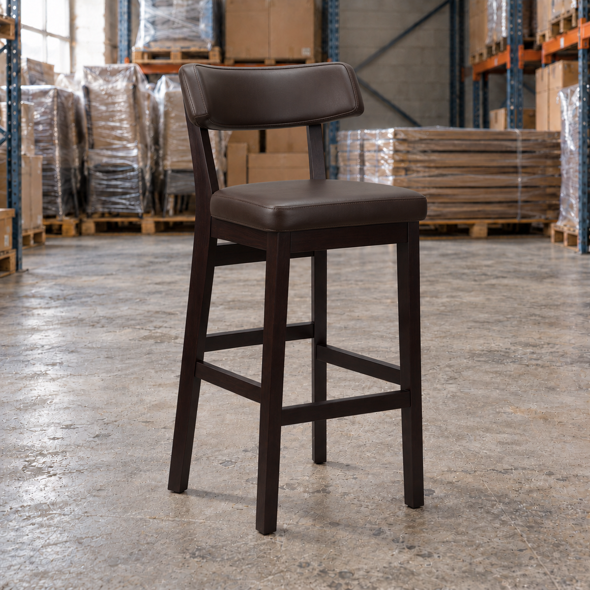 Oak Commercial Bar Highchair – Dark Brown / Wenge Frame - Restaurant Table & Chairs Direct