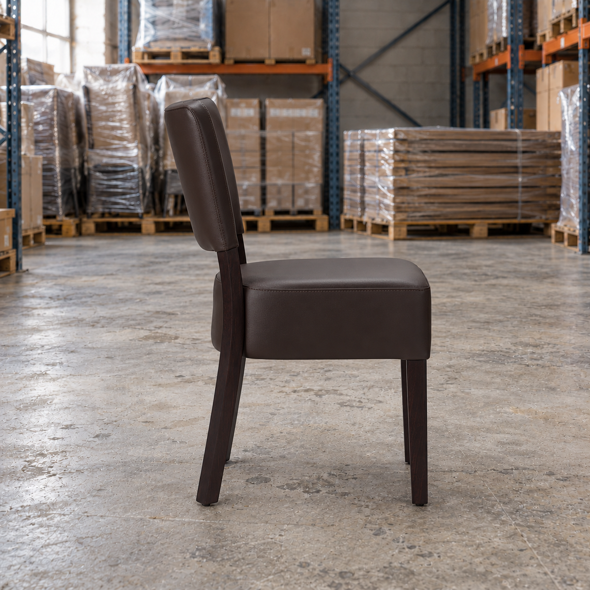 Restaurant Side Chair – Willow Dark Brown Upholstery with Wenge-Finish Frame