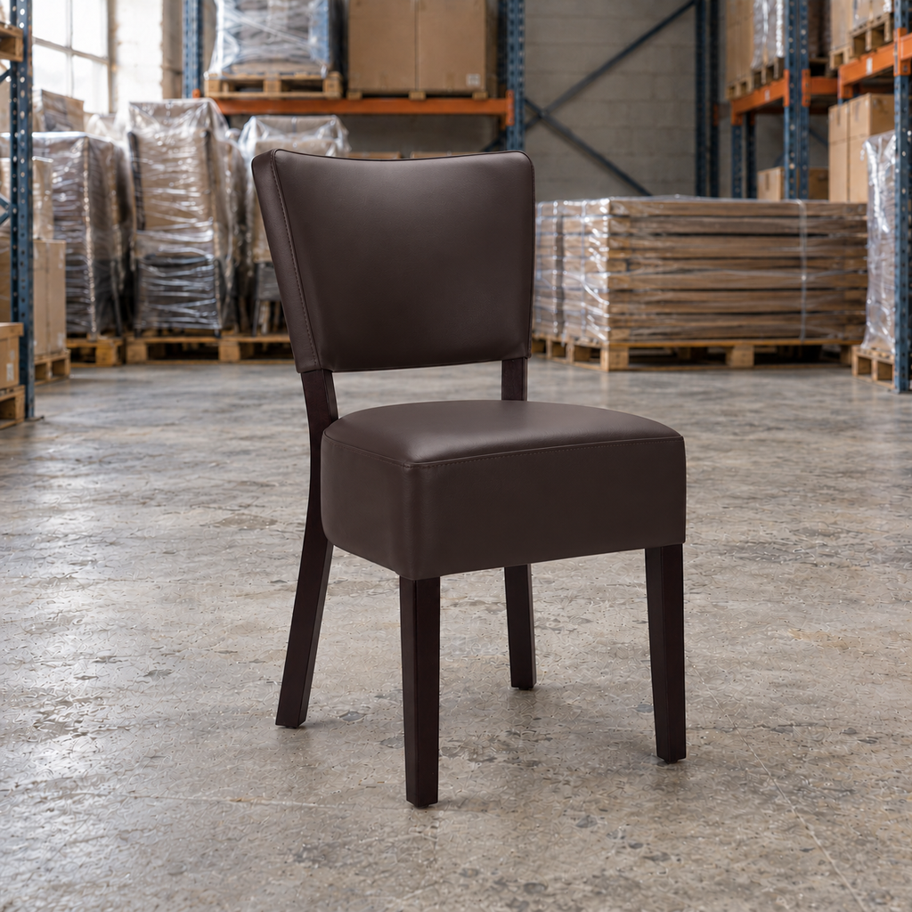 Restaurant Side Chair – Willow Dark Brown Upholstery with Wenge-Finish Frame