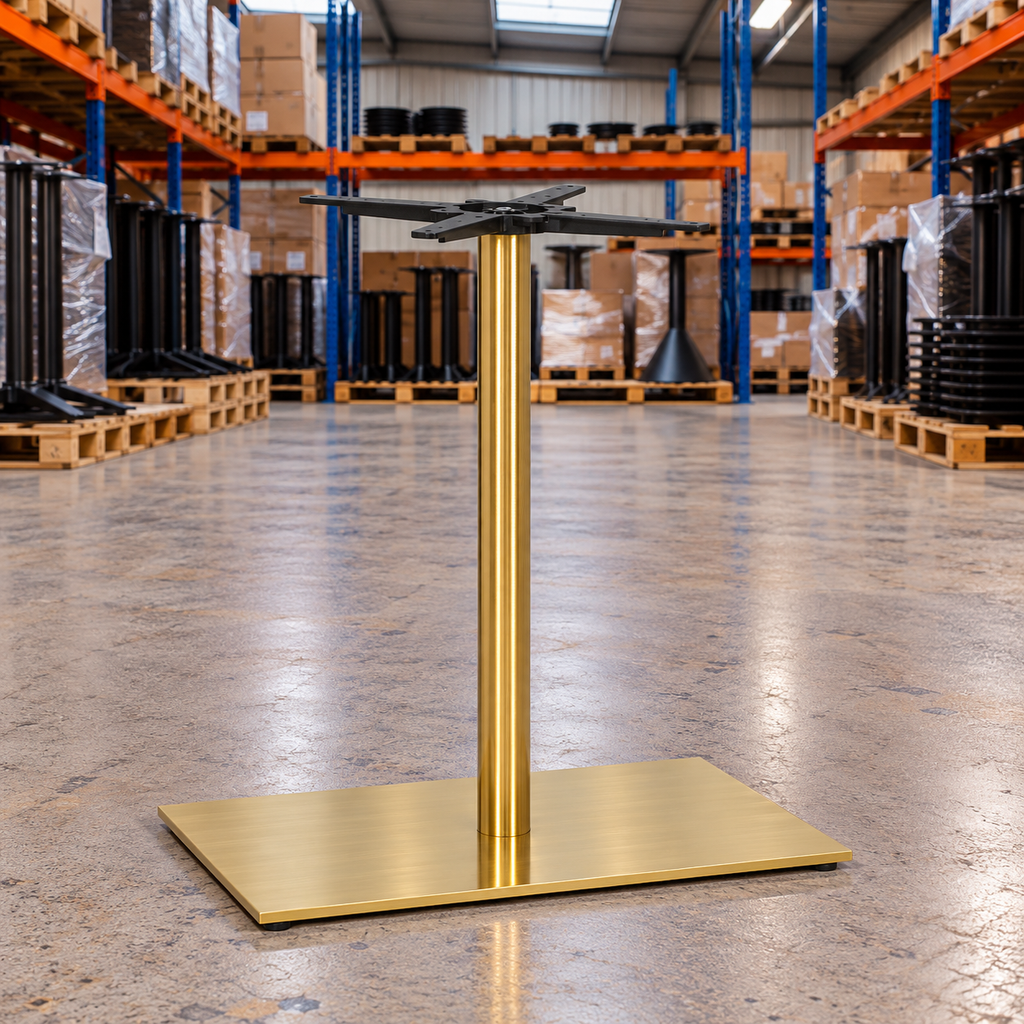 Tring Single Rectangular Table Base – Brass - Restaurant Table & Chairs Direct