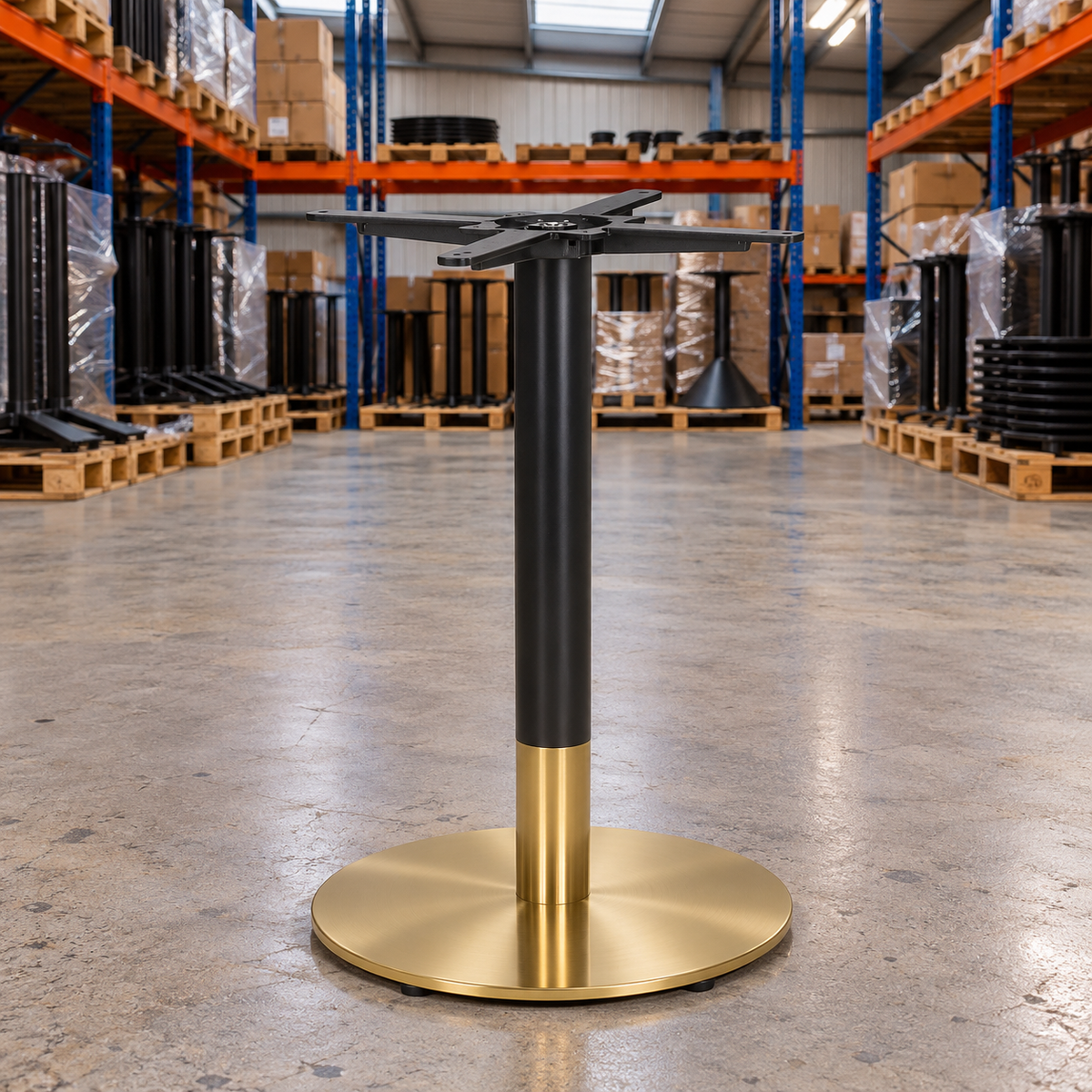 Tring Small Round Table Base – Black / Brass - Restaurant Table & Chairs Direct