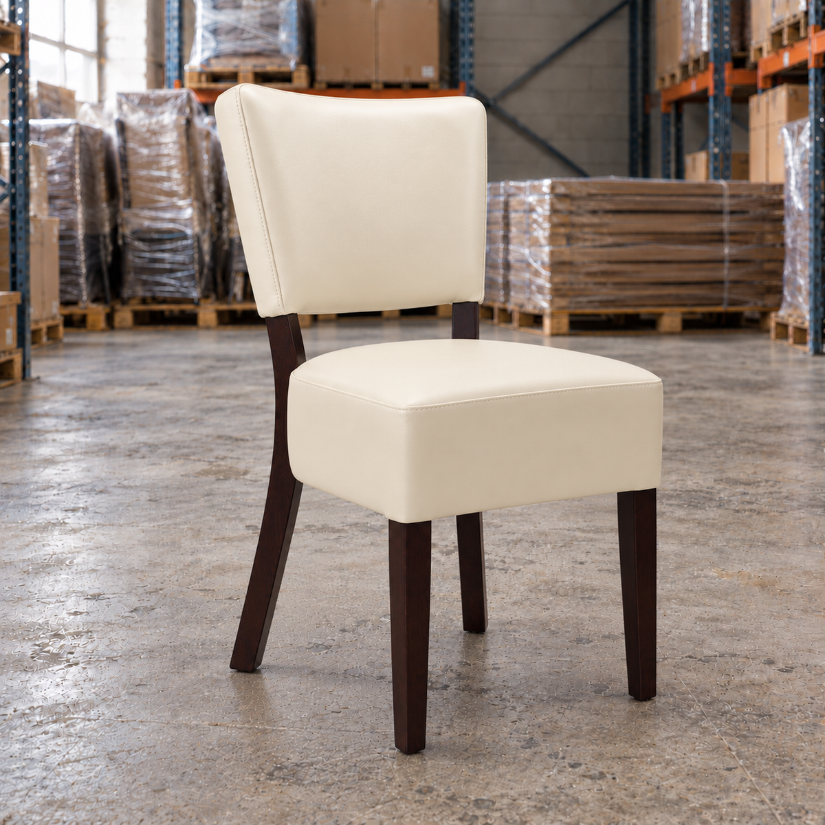 Restaurant Side Chairs – Willow Ivory Upholstered Chair with Wenge-Finish Frame