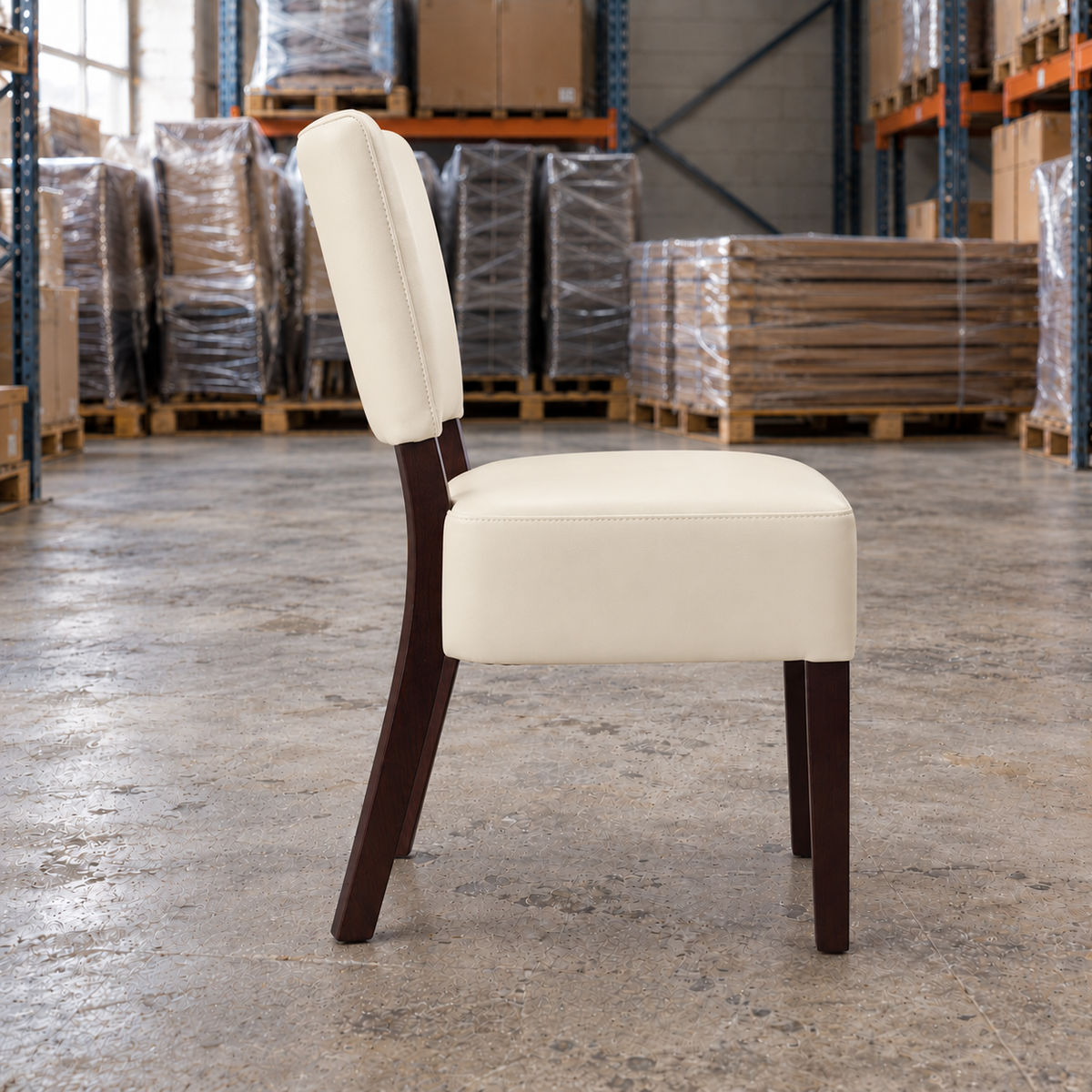 Restaurant Side Chairs – Willow Ivory Upholstered Chair with Wenge-Finish Frame