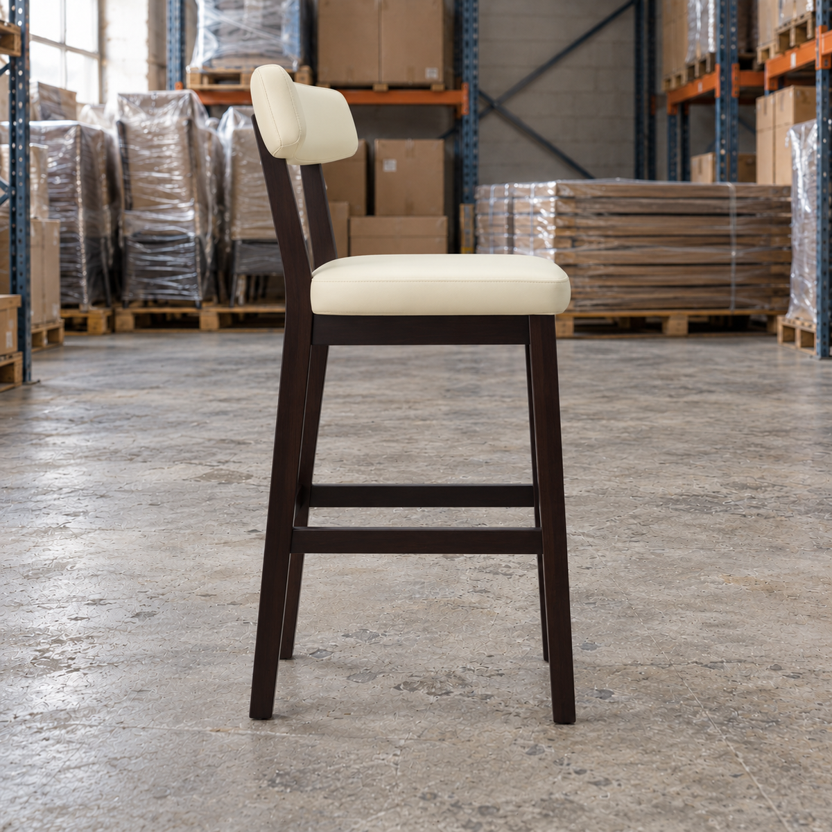 Oak Commercial Bar Highchair – Ivory / Wenge Frame - Restaurant Table & Chairs Direct