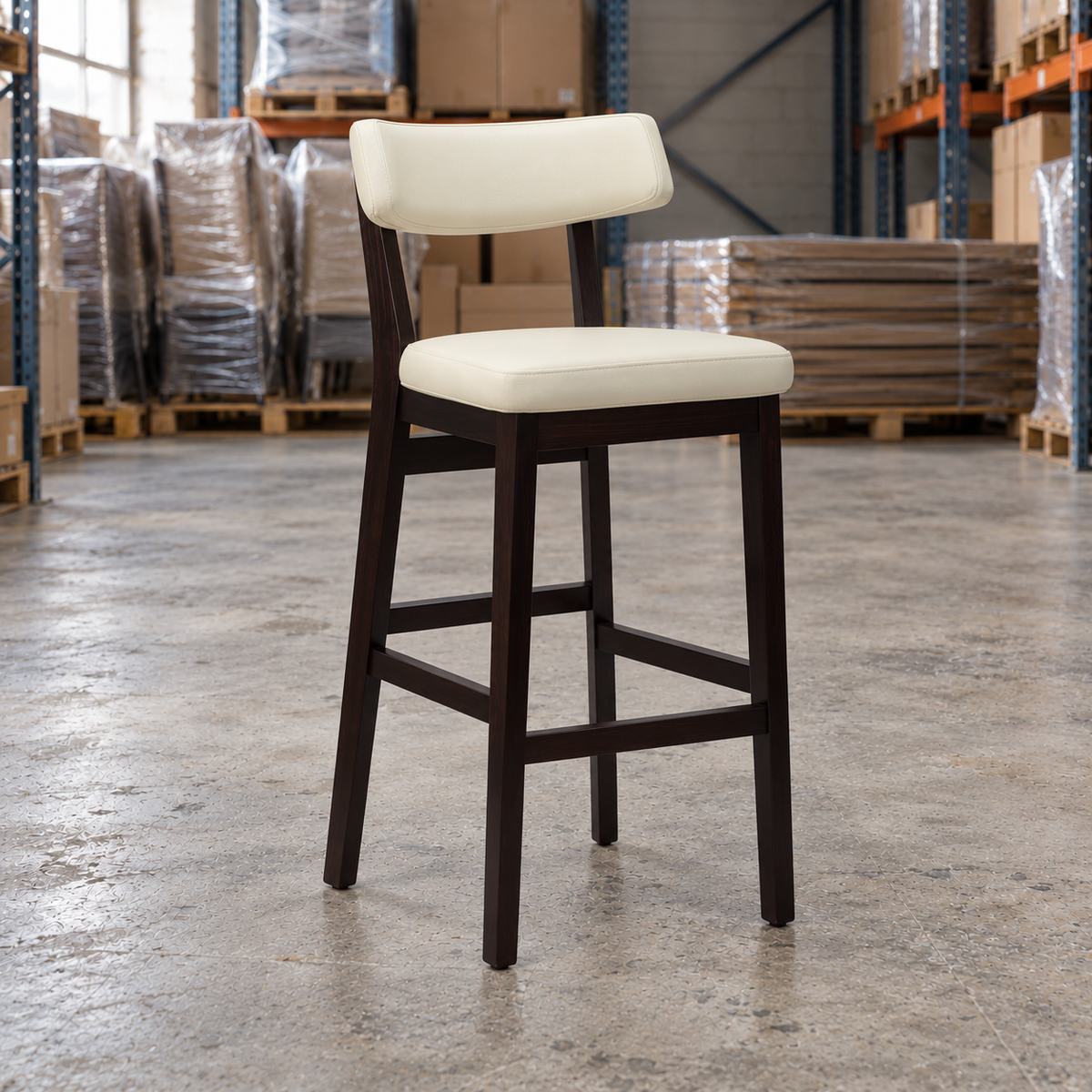 Oak Commercial Bar Highchair – Ivory / Wenge Frame - Restaurant Table & Chairs Direct