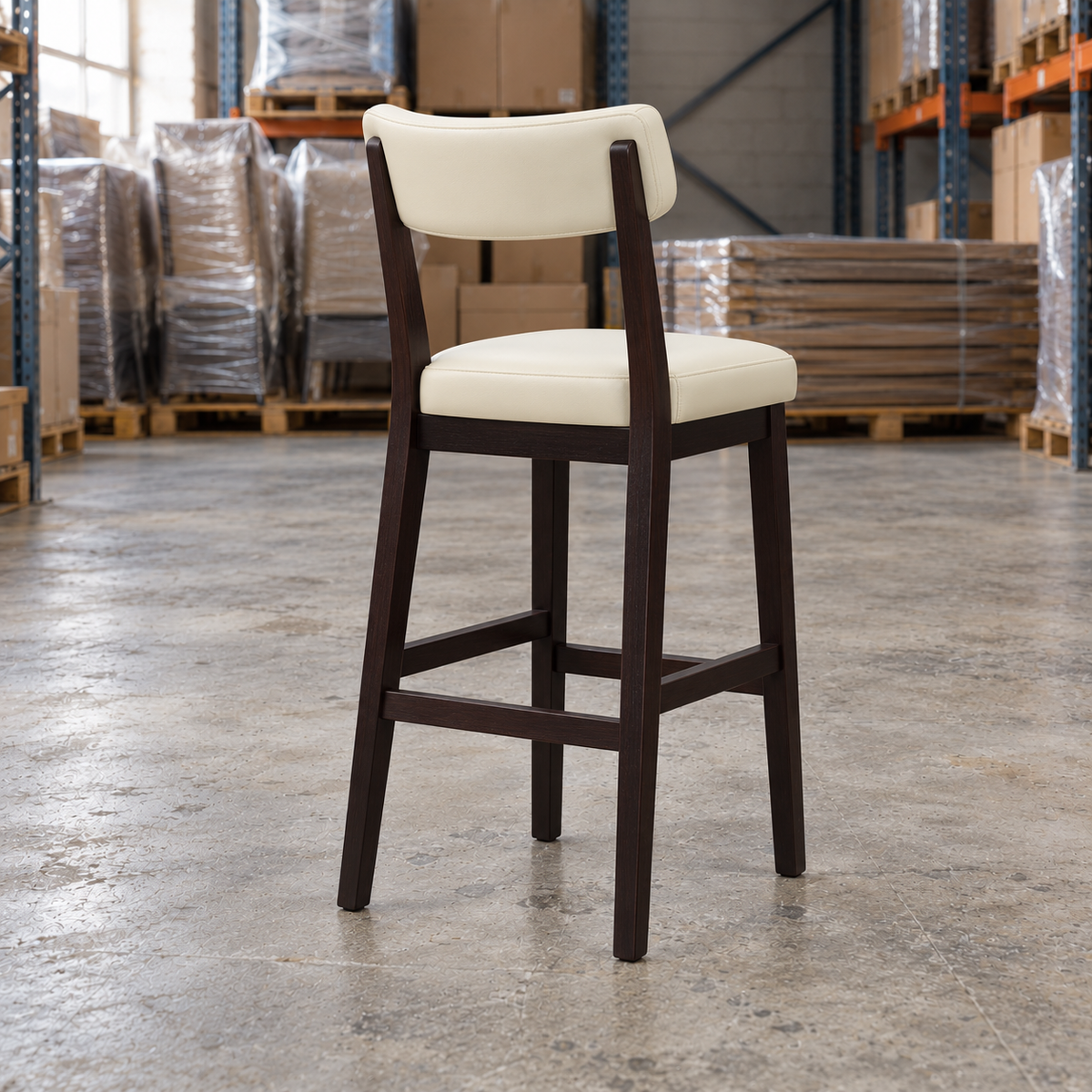 Oak Commercial Bar Highchair – Ivory / Wenge Frame - Restaurant Table & Chairs Direct