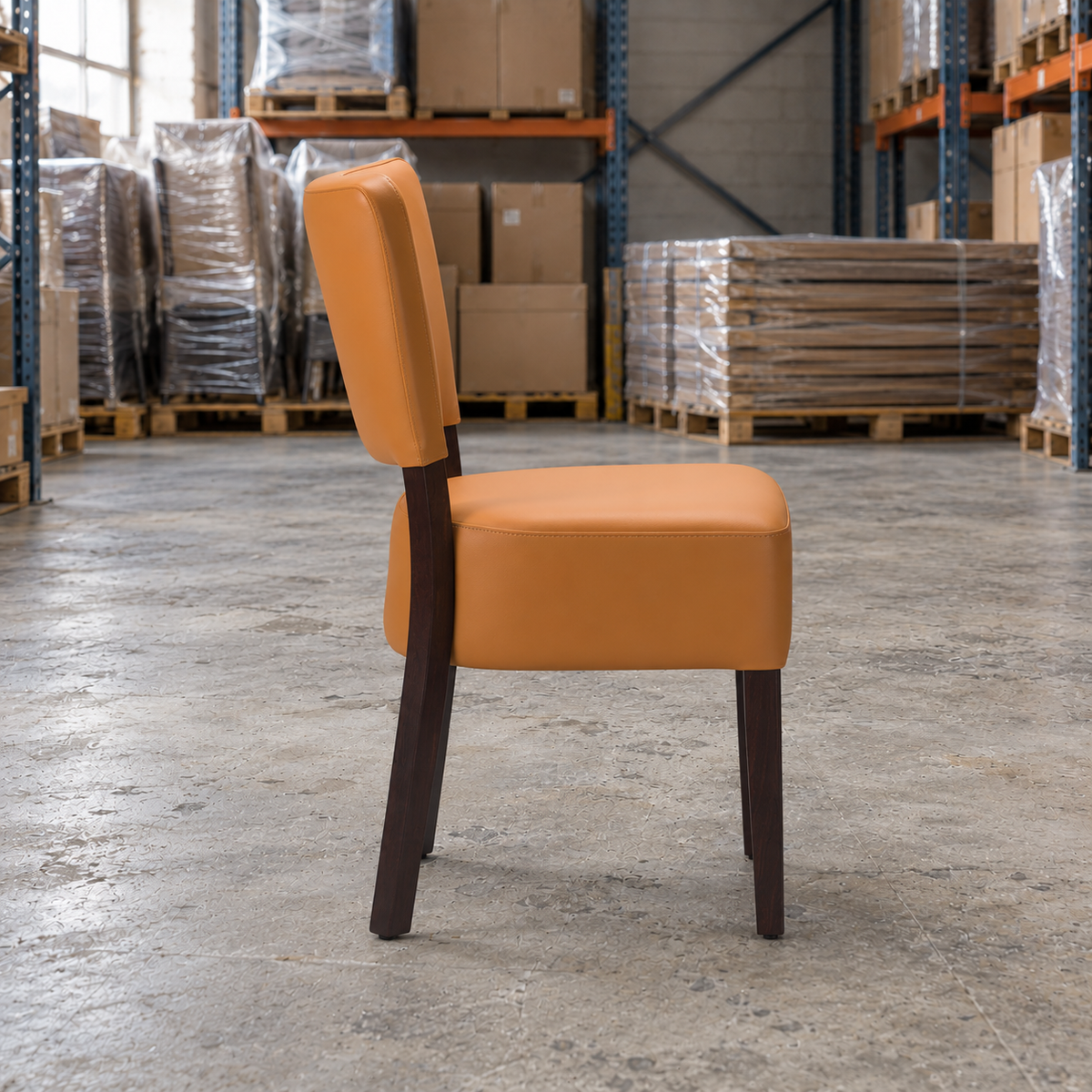 Restaurant Chair in Ochre Upholstery with Wenge-Finish Frame