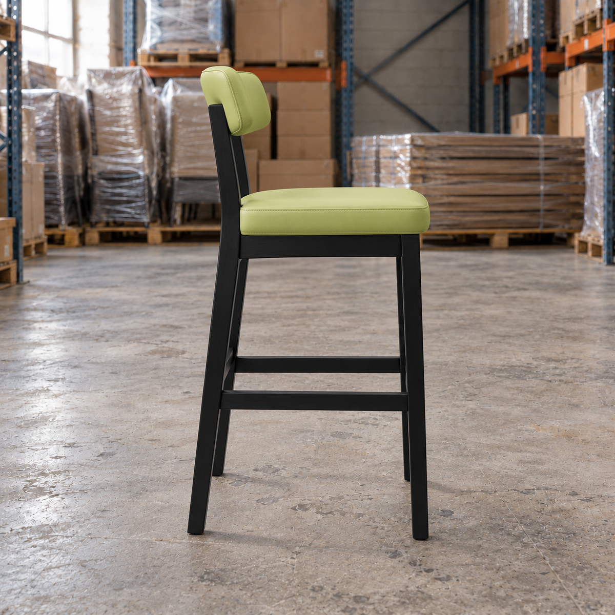 Oak Commercial Bar Highchair – Green / Black Frame - Restaurant Table & Chairs Direct