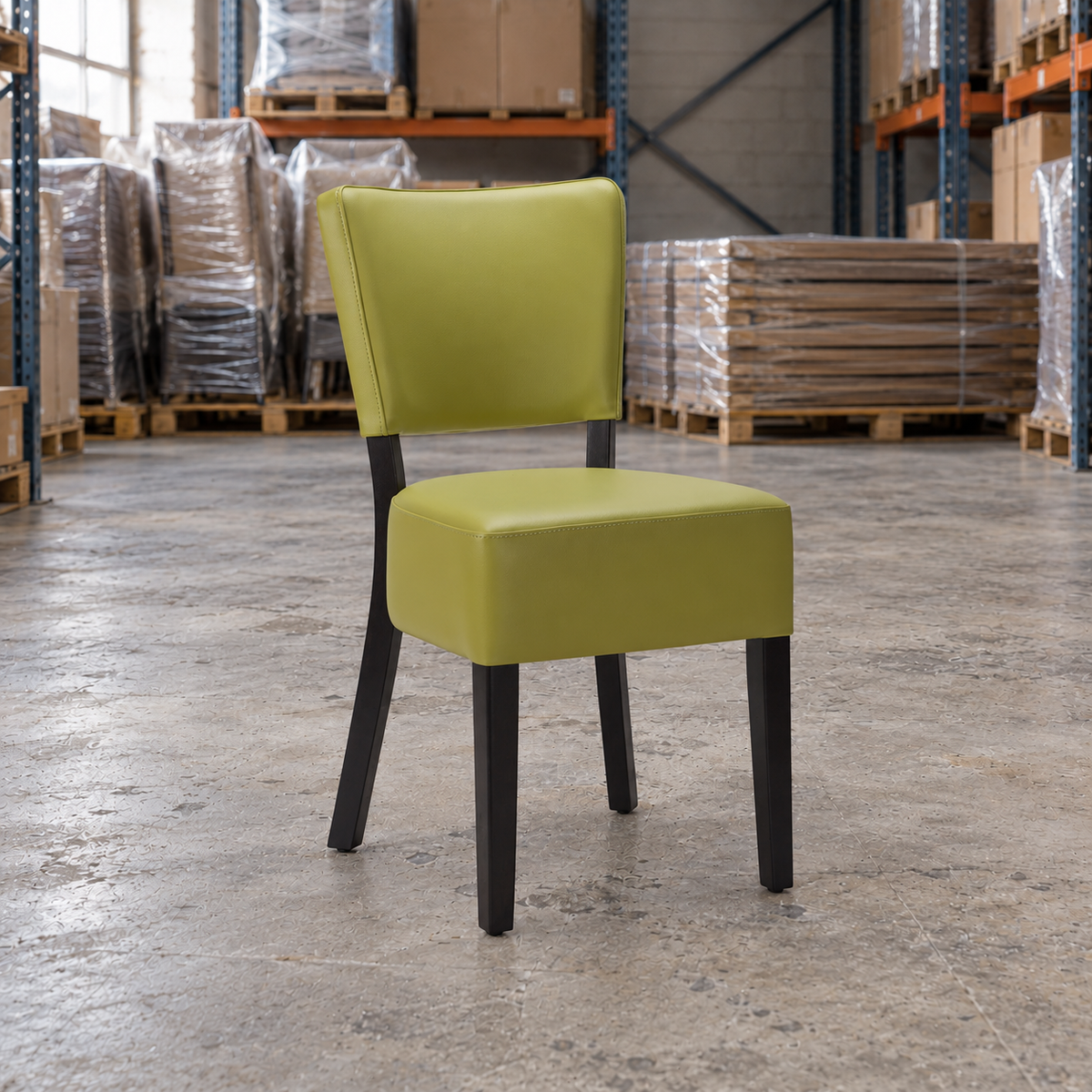Restaurant Dining Chair – Willow Green Upholstery with Black Frame
