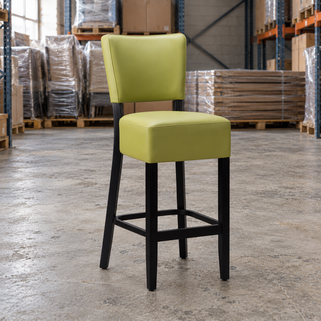 Willow Commercial Bar Highchair – Green / Black Frame - Restaurant Table & Chairs Direct