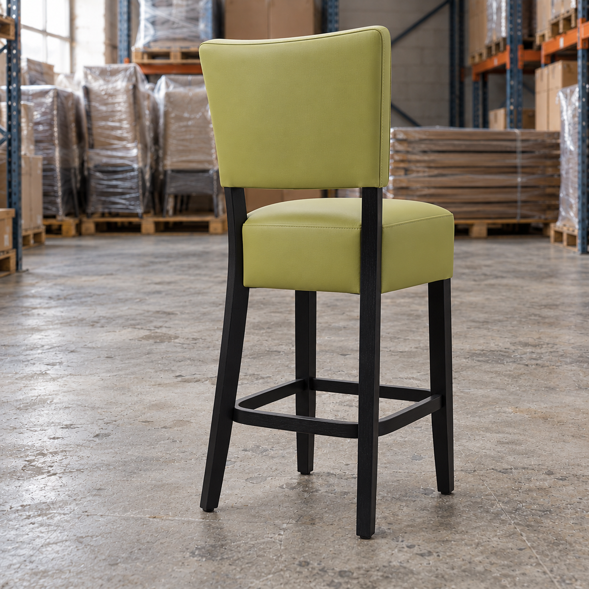Willow Commercial Bar Highchair – Green / Black Frame - Restaurant Table & Chairs Direct