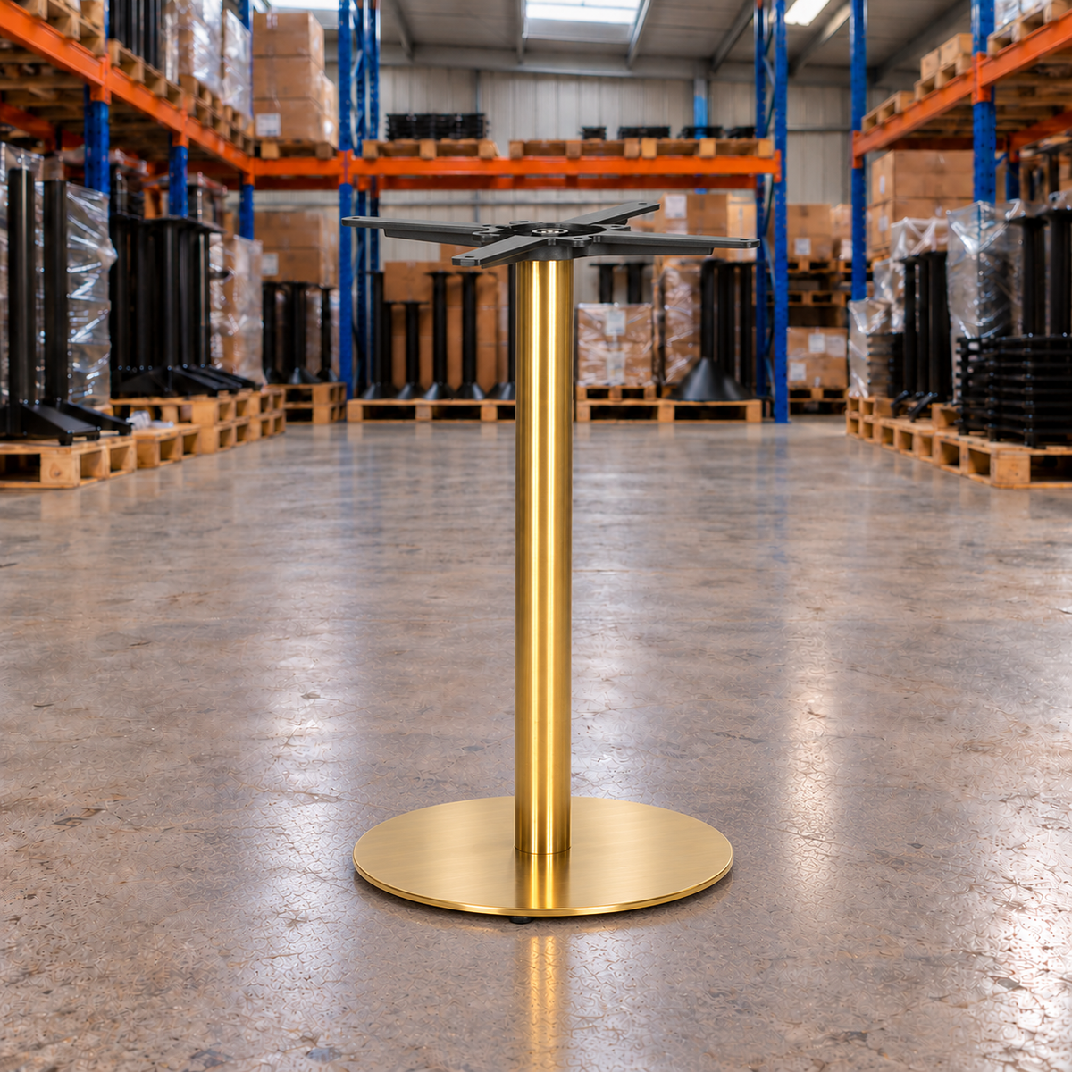 Tring Small Round Table Base – Brass - Restaurant Table & Chairs Direct
