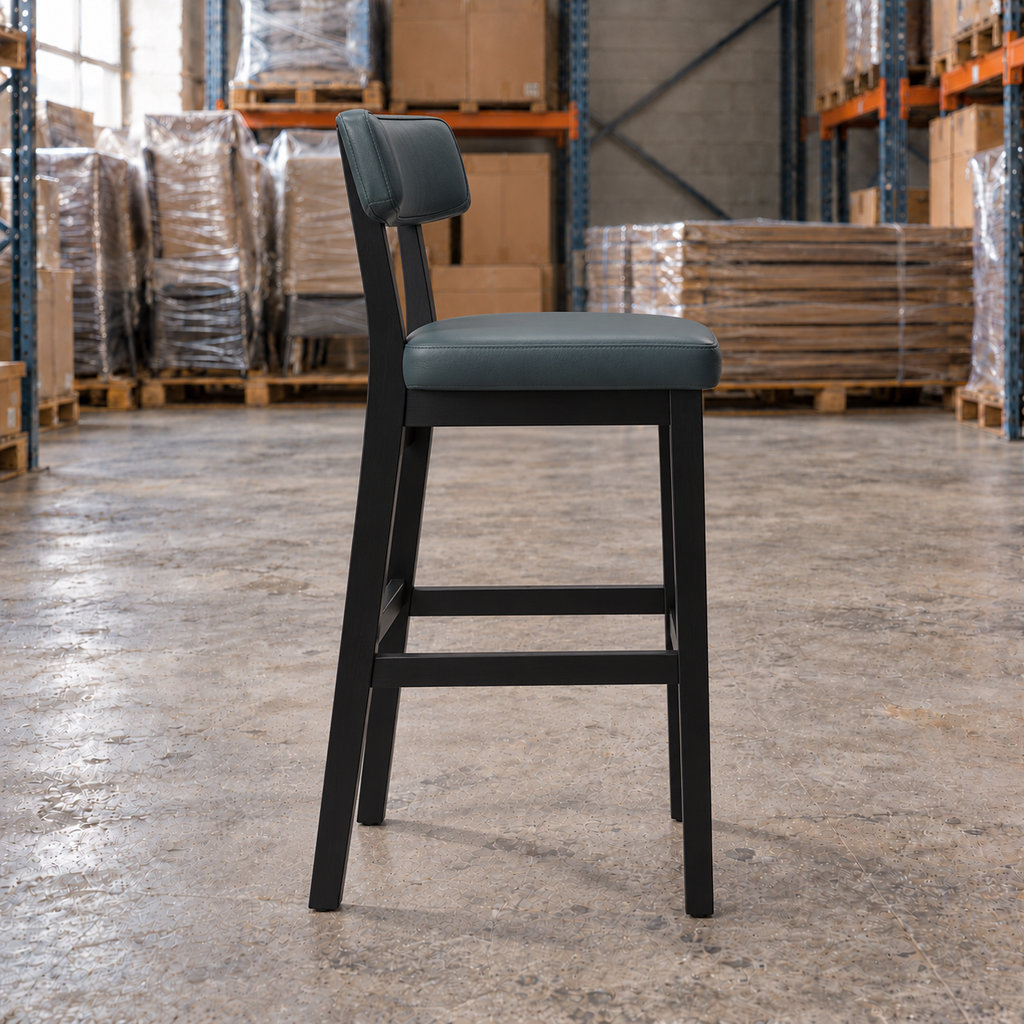 Oak Commercial Bar Highchair – Grey / Black Frame - Restaurant Table & Chairs Direct
