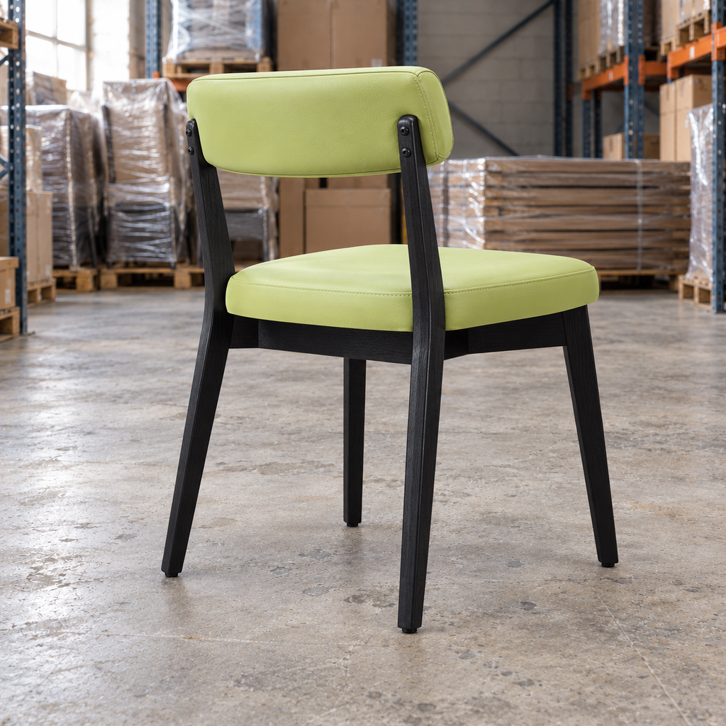 Oak Commercial Side Chair – Green / Black Frame - Restaurant Table & Chairs Direct