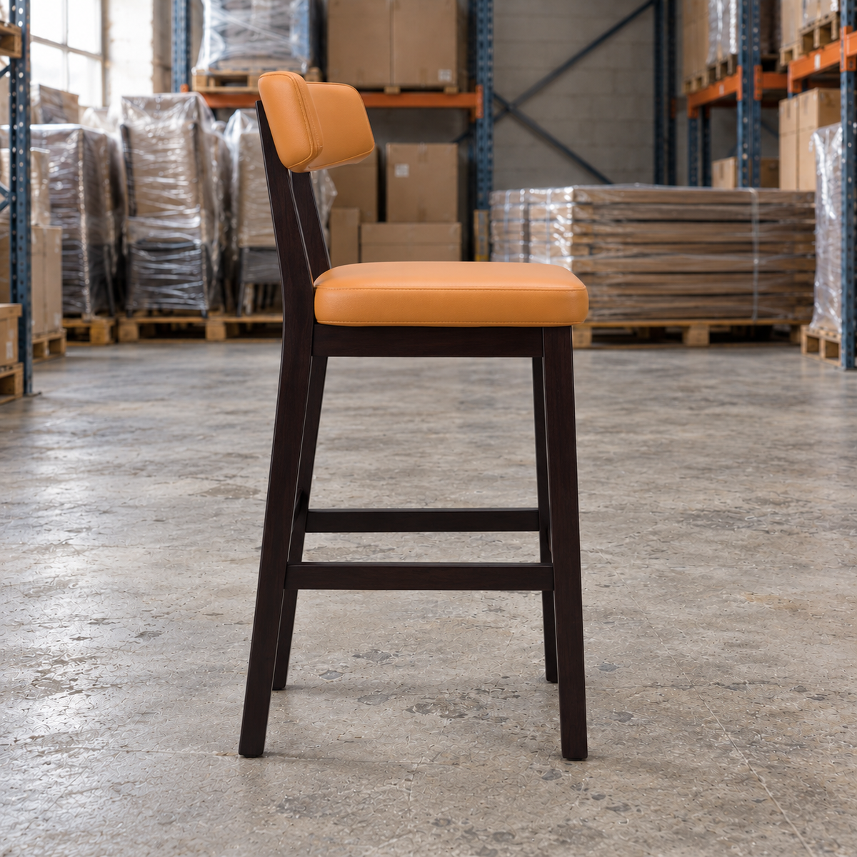 Oak Commercial Bar Highchair – Ochre / Wenge Frame - Restaurant Table & Chairs Direct