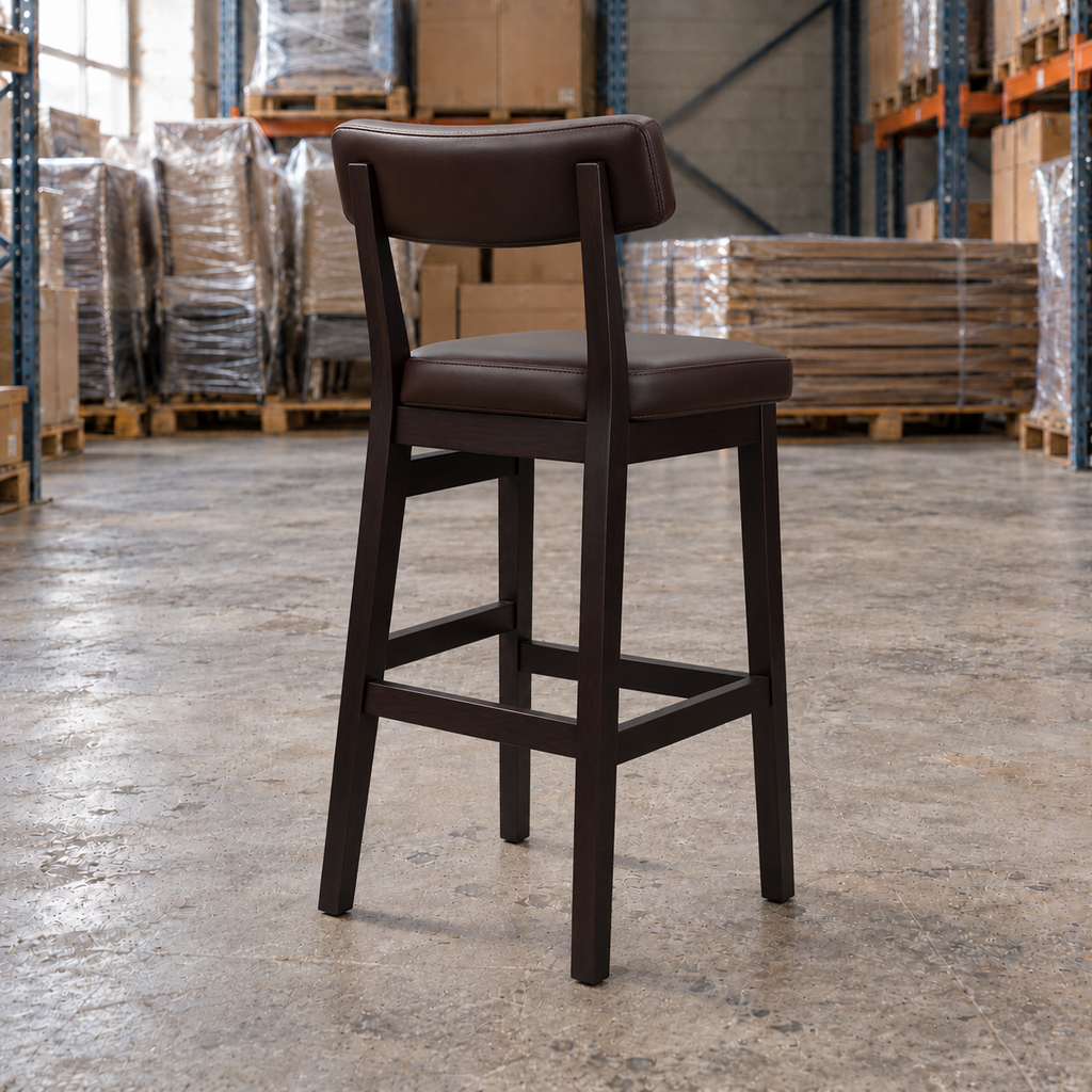 Oak Commercial Bar Highchair – Dark Brown / Wenge Frame - Restaurant Table & Chairs Direct